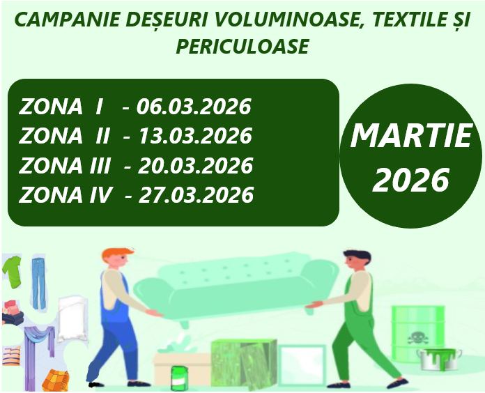 Calendar colectare deșeuri voluminoase 2026